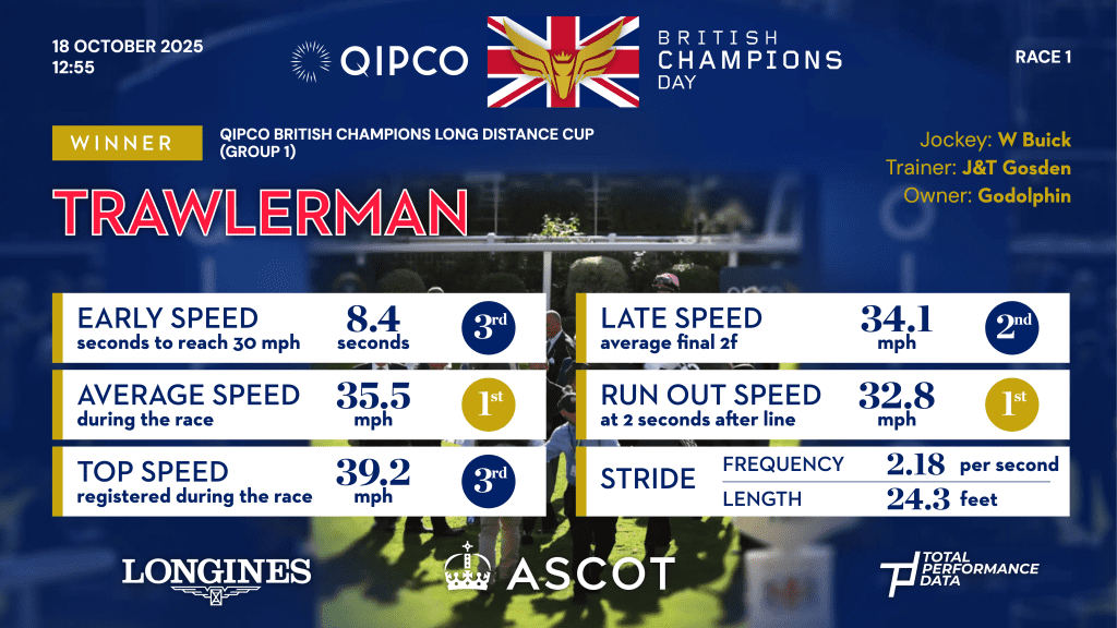 Data for Trawlerman, the winner of the Qipco British Champions Long Distance Cup
