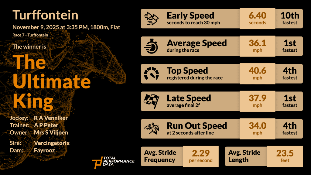 Data for The Ultimate King, a recent winner at Turffontein