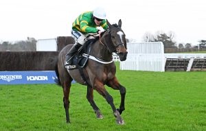 Jonbon after jumping the last fence in the BetMGM Clarence House Chase at Ascot